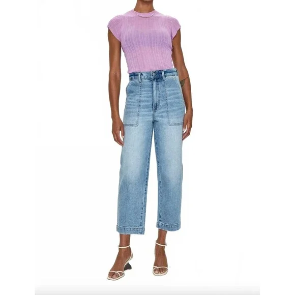 Pistola Turner High Rise Utility Barrel Jean Light Wash Provence Wide Leg 29 - Picture 1 of 5